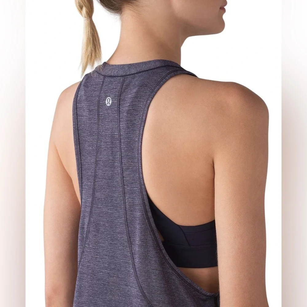 Lululemon Pace Perfect Tank Run Heathered Midnight Navy Size 10